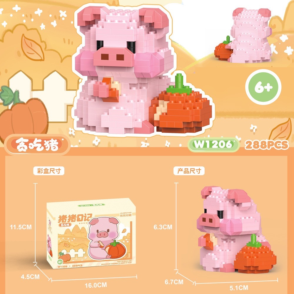 Le.go con heo mini gấu trúc panda hình thú cưng động vật dễ thương Đồ chơi lắp ráp mô hình Xếp hình nano 3d