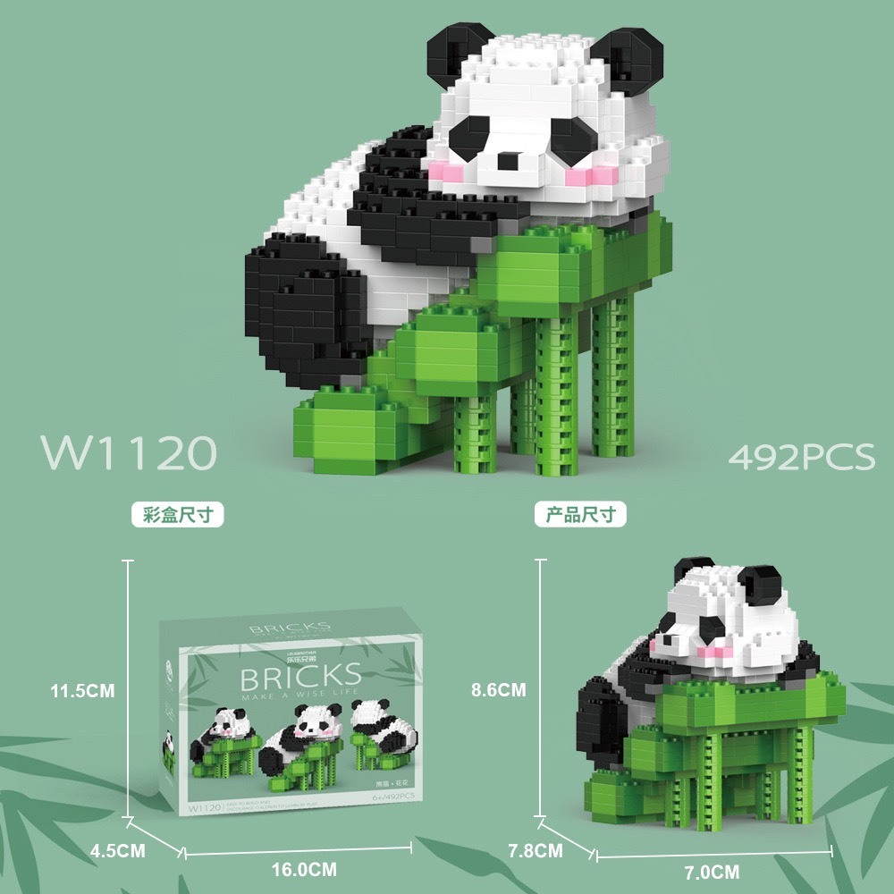 Le.go con heo mini gấu trúc panda hình thú cưng động vật dễ thương Đồ chơi lắp ráp mô hình Xếp hình nano 3d