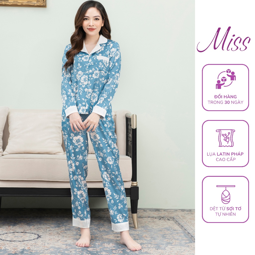 BỘ NGỦ LỤA HỌA TIẾT DÀI TAY - DÀI MẪU ĐƠN - DT21