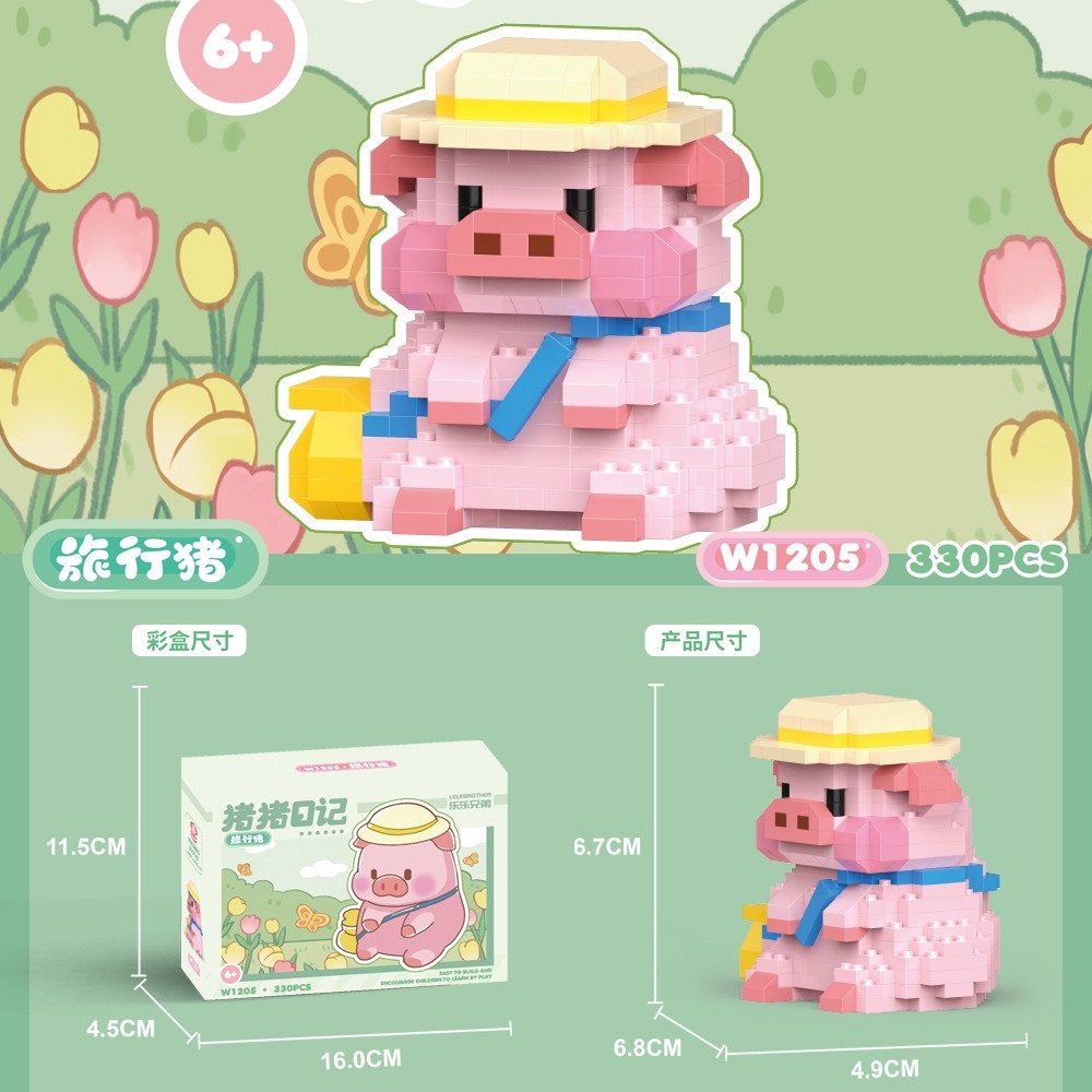 Le.go con heo mini gấu trúc panda hình thú cưng động vật dễ thương Đồ chơi lắp ráp mô hình Xếp hình nano 3d