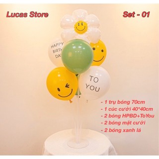 Set trụ bóng bay trang trí sinh nhật - trụ kèm bóng