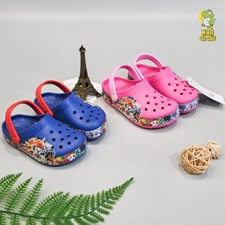 Dép crocband chó cứu hộ 3D cao cấp trẻ em, dép cross cho bé trai bé gái hình chó patrol màu xanh dương màu hồng jibbitz