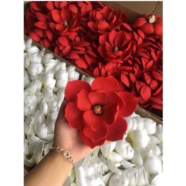 Sỉ phụ kiện hoa mộc lan, hoa mẫu đơn, hoa cúc xù, đào râu nhiều mẫu trang trí tài lộc tháp bánh Tết 2024