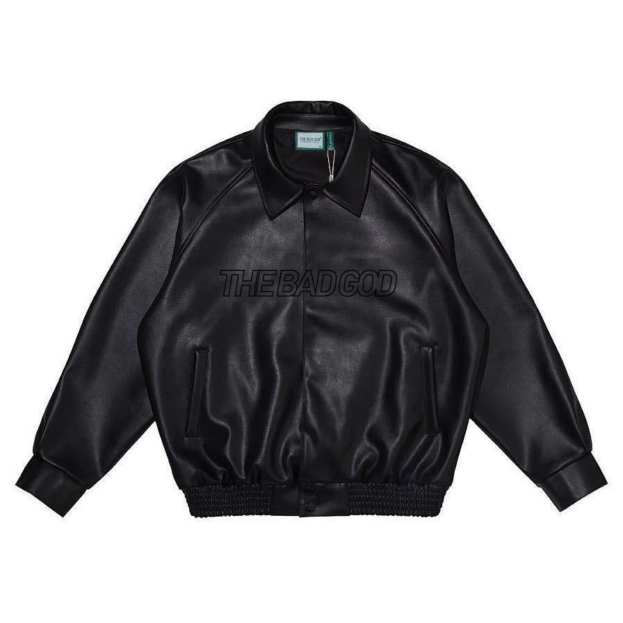 Áo Varsity Jacket Bomber The Bad God Black Leather