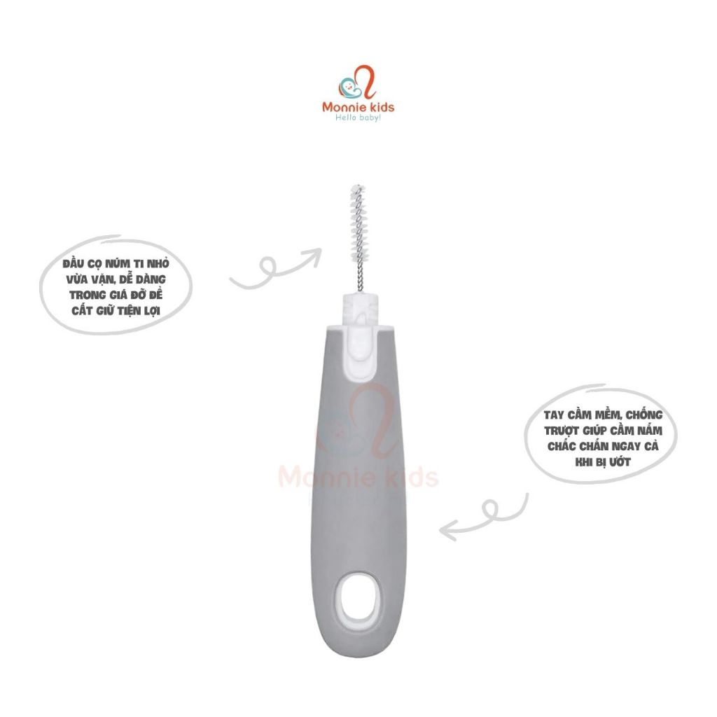 Set cọ rửa bình sữa và núm ti cho bé Oxo 2 món, bộ cọ bình sữa cao cấp Hoa Kì - Monnie Kids