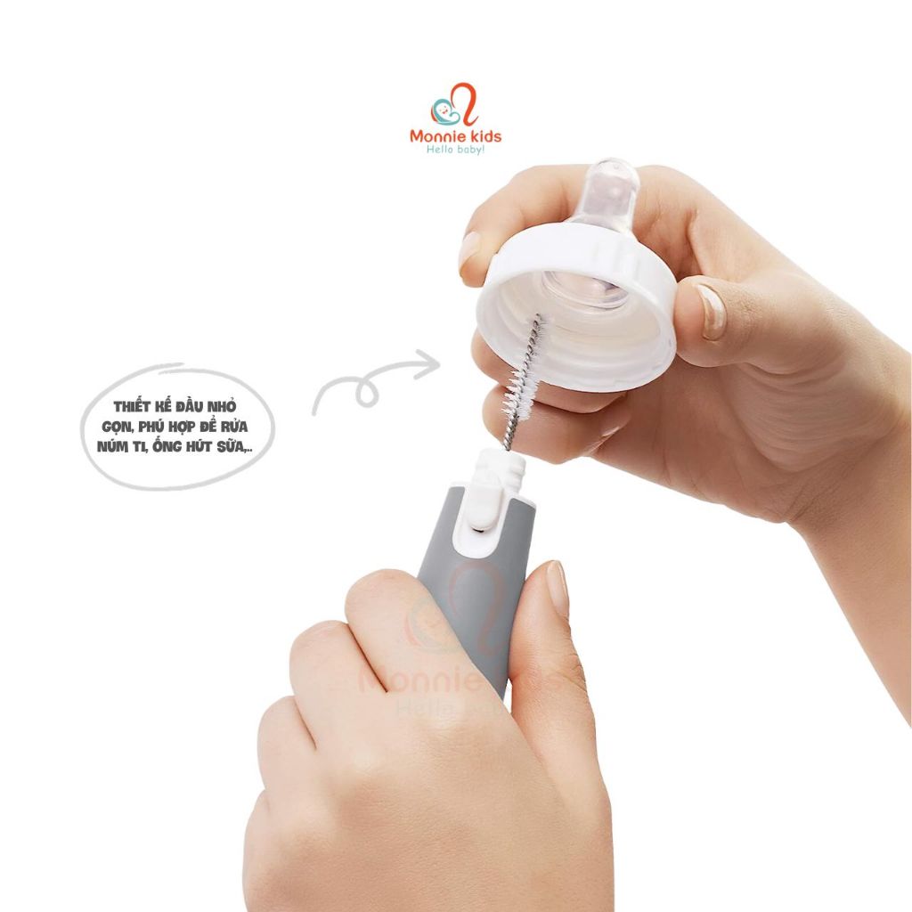 Set cọ rửa bình sữa và núm ti cho bé Oxo 2 món, bộ cọ bình sữa cao cấp Hoa Kì - Monnie Kids