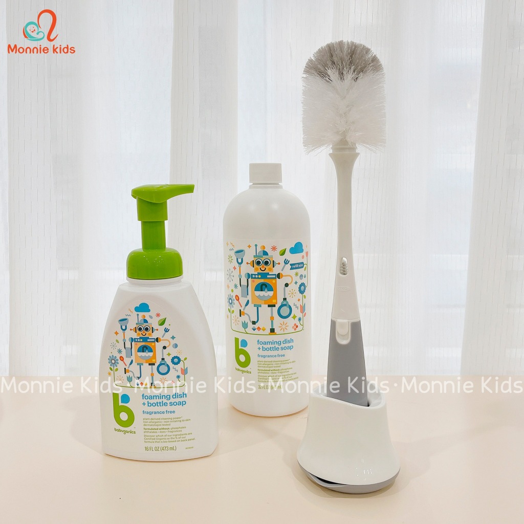 Set cọ rửa bình sữa và núm ti cho bé Oxo 2 món, bộ cọ bình sữa cao cấp Hoa Kì - Monnie Kids