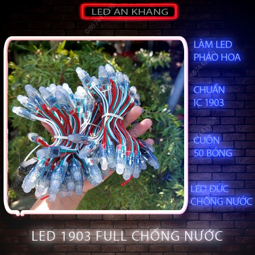 Led đúc IC 1903 full màu sắc dây 50 bóng chuyên làm led pháo hoa, quảng cáo, trang trí