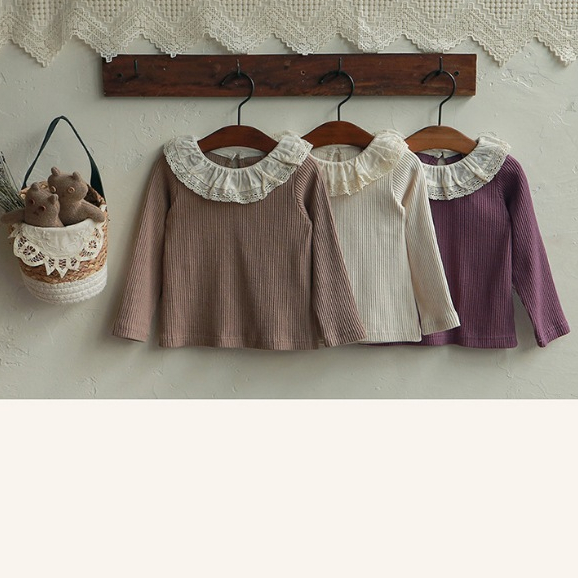 Áo tăm cổ bèo dày dặn 3 màu cho bé gái AST009