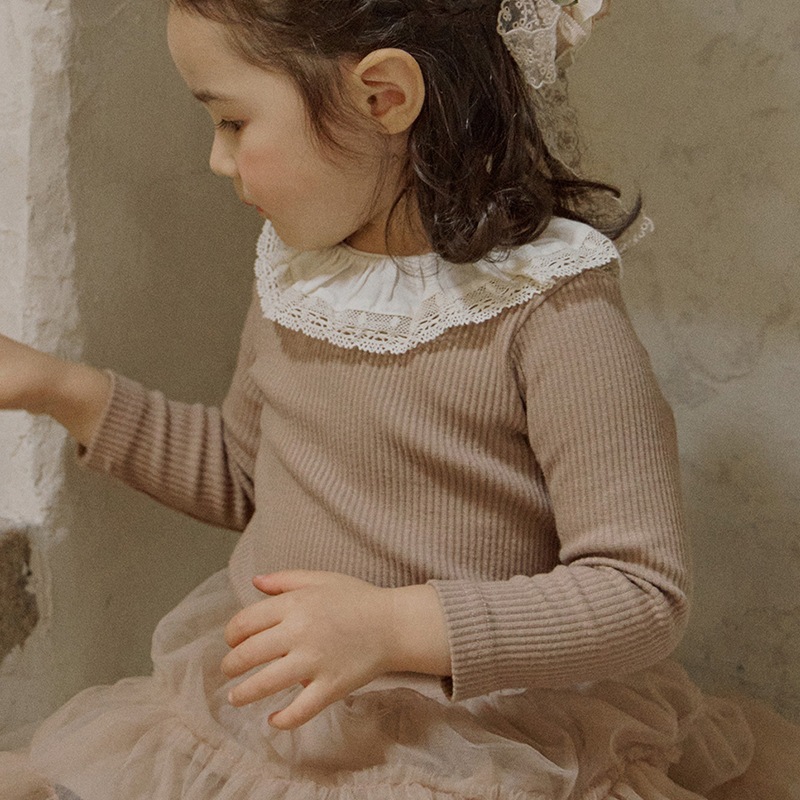 Áo tăm cổ bèo dày dặn 3 màu cho bé gái AST009