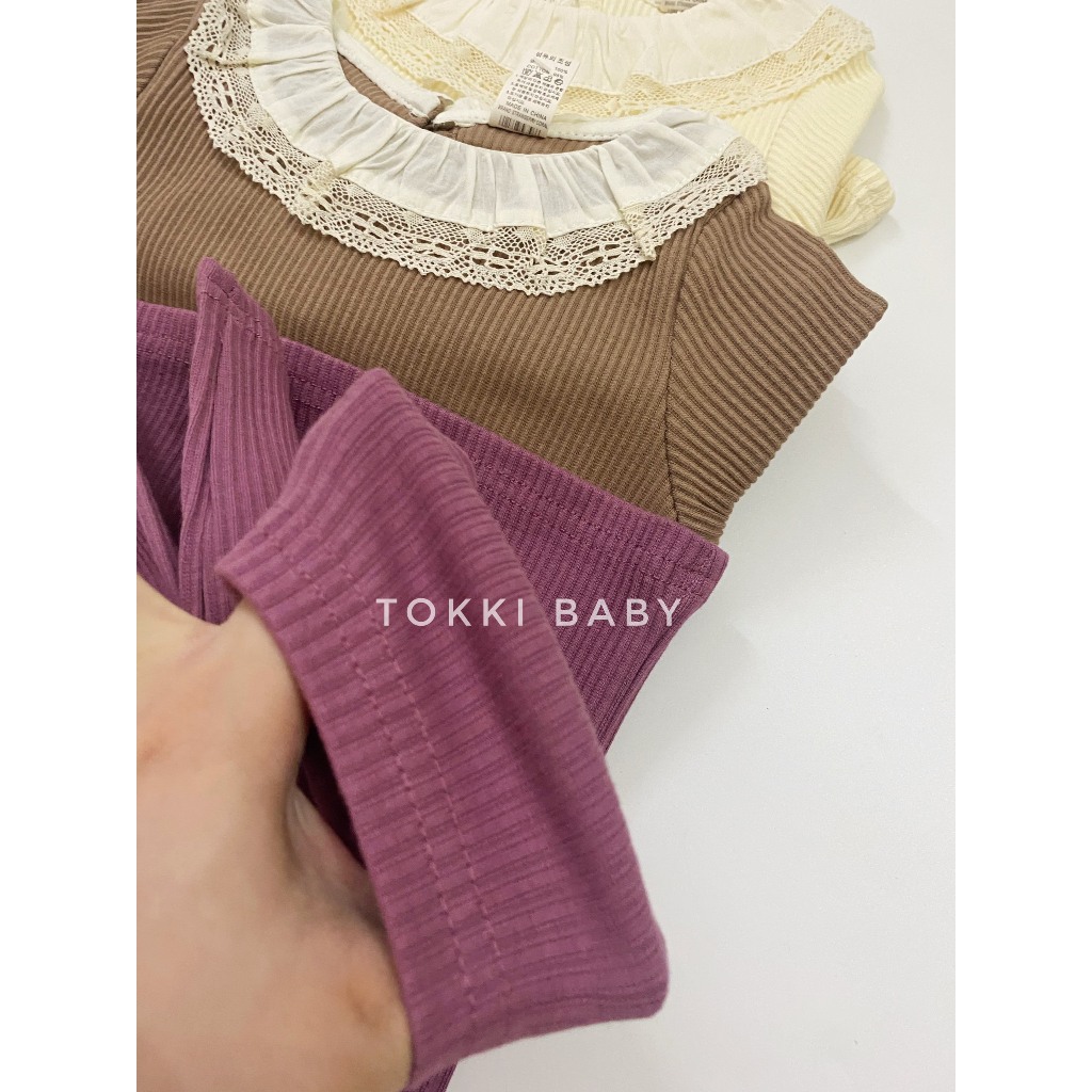 Áo tăm cổ bèo dày dặn 3 màu cho bé gái AST009