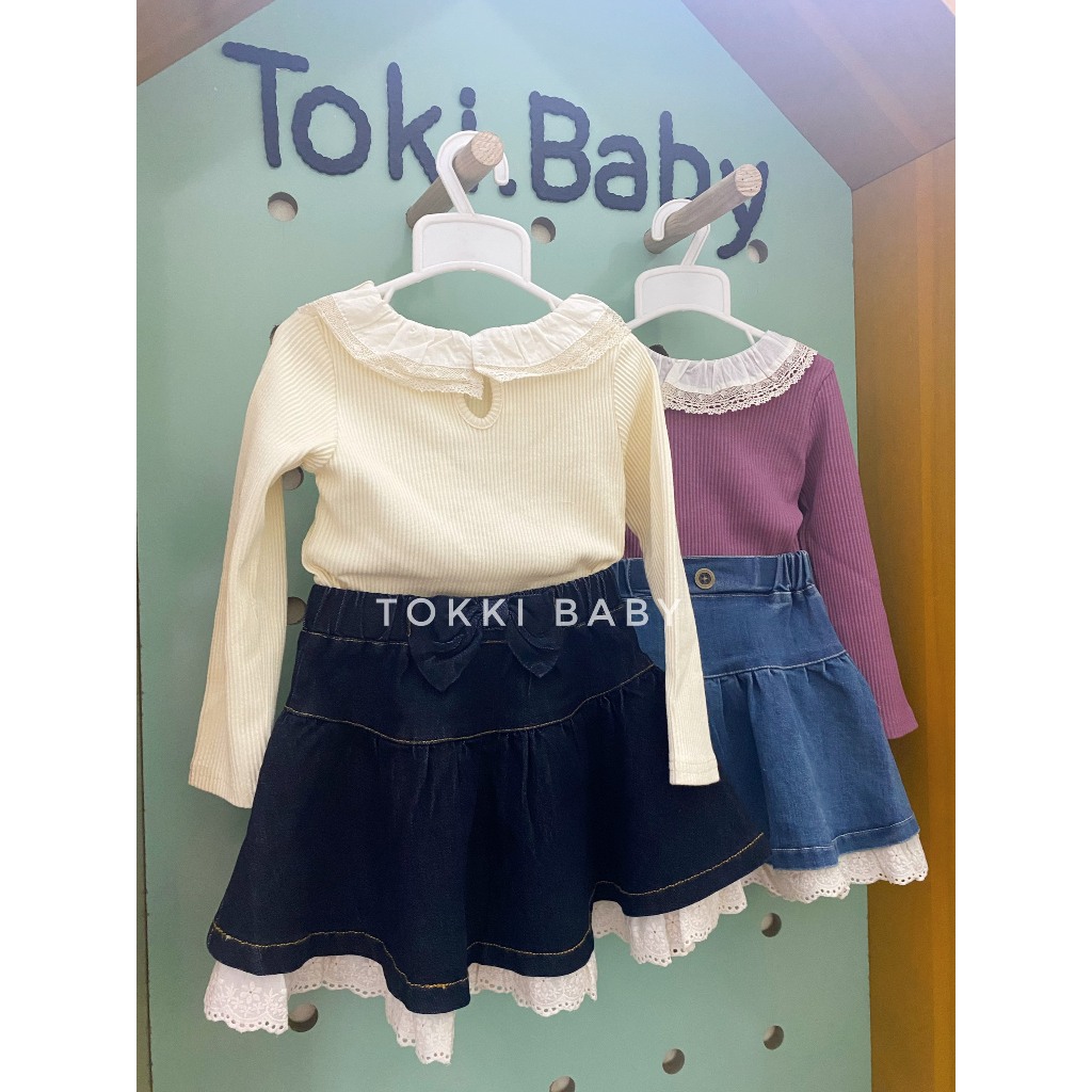 Áo tăm cổ bèo dày dặn 3 màu cho bé gái AST009