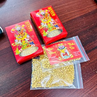 Gạo vàng thần tài , thờ cúng ban thần tài - có loại hộp và loại túi