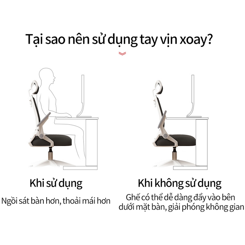 Ghế Văn Phòng Chân Xoay, Ghế Công Thái HọcGhế Chân Xoay Văn Phòng Làm Việc Tay Cầm Nâng Hạ Cao Cấp | BigBuy360 - bigbuy360.vn
