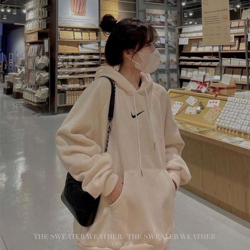 Áo hoodie NIKE có mũ form rộng cao cấp nam nữ chất nỉ bông form chuẩn unisex phong cách HDN73.