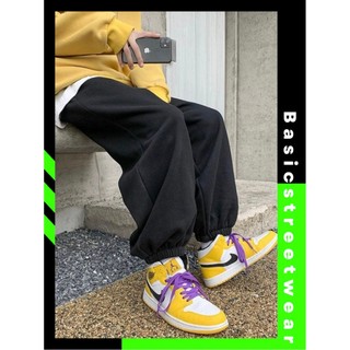 Quần Nỉ Bông Bo Chun Gấu Ống Rộng Quần Bom Jogger Dày Mềm Mịn Mặc Thu Đông 2 Màu Dễ Phối Đồ Basic Streetwear