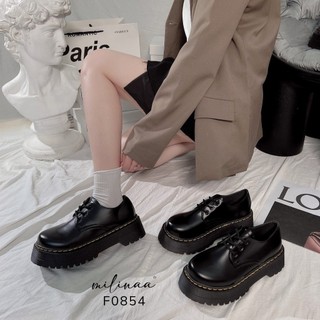 Giày loafer nữ cột dây đế viền 4cm w620 f0854