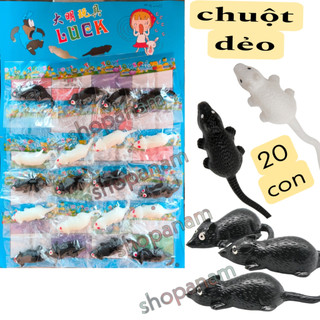 Sticky toy vỉ 20 chuột dẻo đen trắng