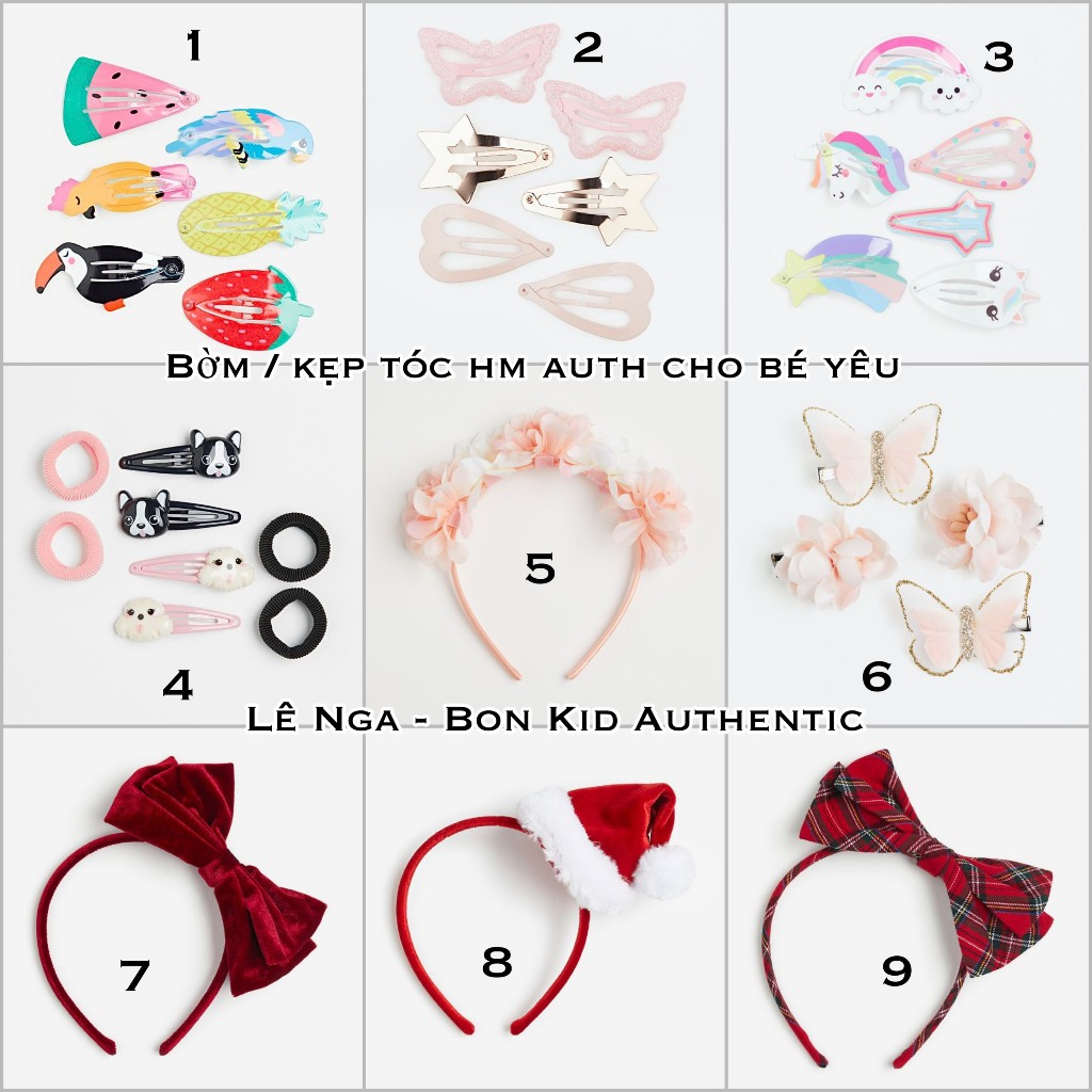 Set bờm/ kẹp tóc cho bé HM US/UK chính hãng cho bé 3-7 tuổi