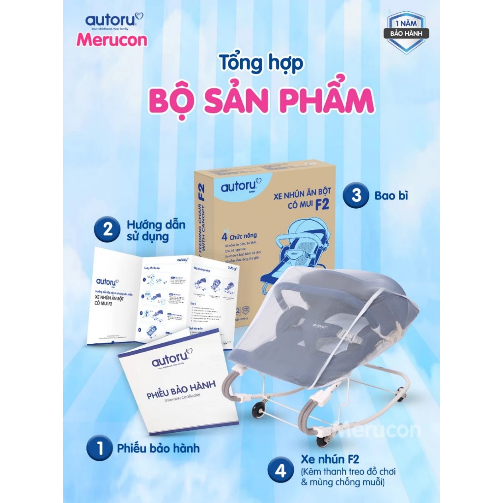 Ghế nhún bập bênh 3 tư thế nằm + 2 chế độ có 4 bánh xe dùng cho bé chơi hoặc ăn dặm Seebaby/ AUTORU