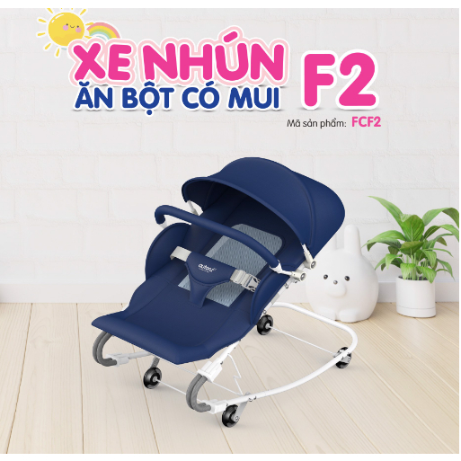 Ghế nhún bập bênh 3 tư thế nằm + 2 chế độ có 4 bánh xe dùng cho bé chơi hoặc ăn dặm Seebaby - AUTORU