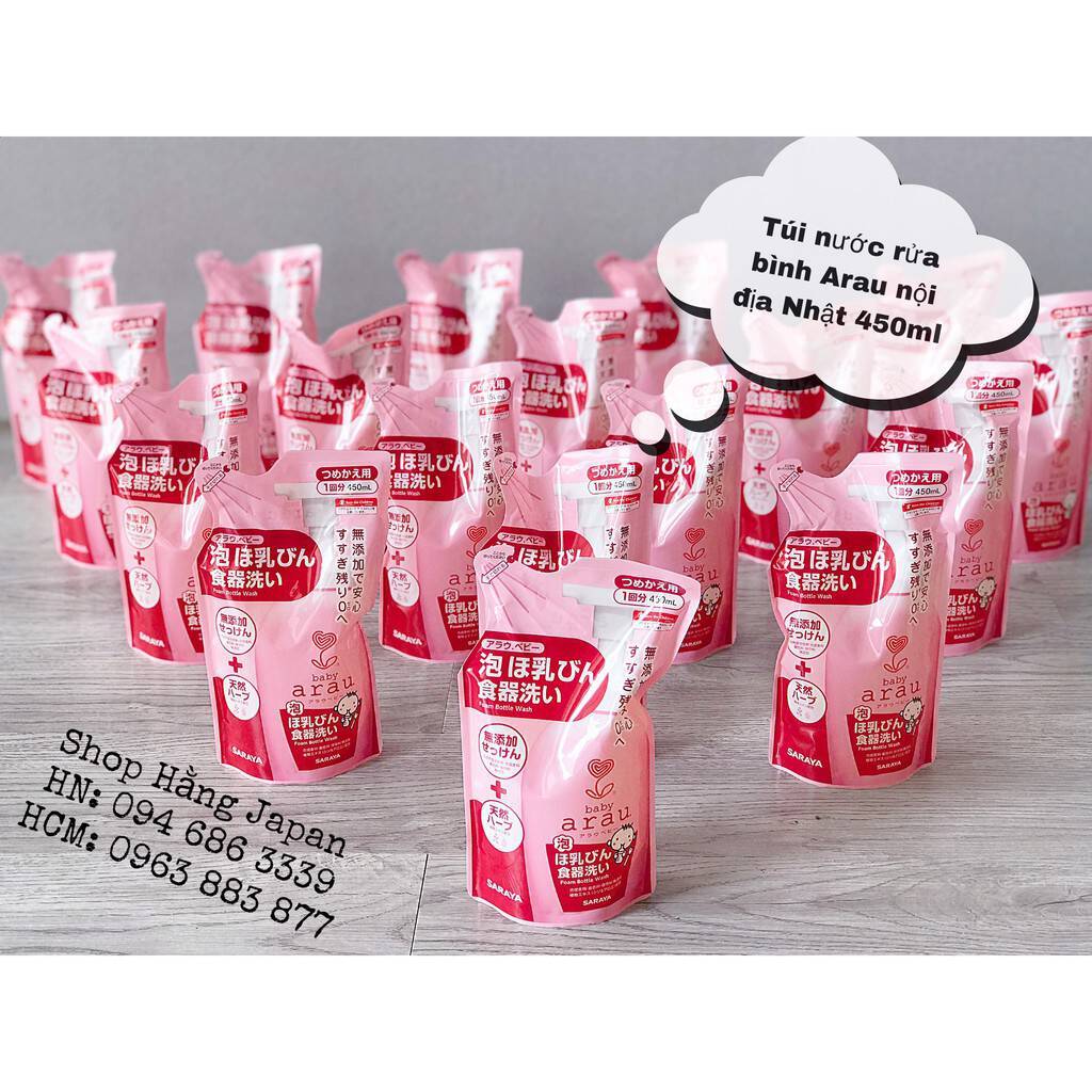 Nước rửa bình sữa cho trẻ Arau Baby bình/túi 450/500ml