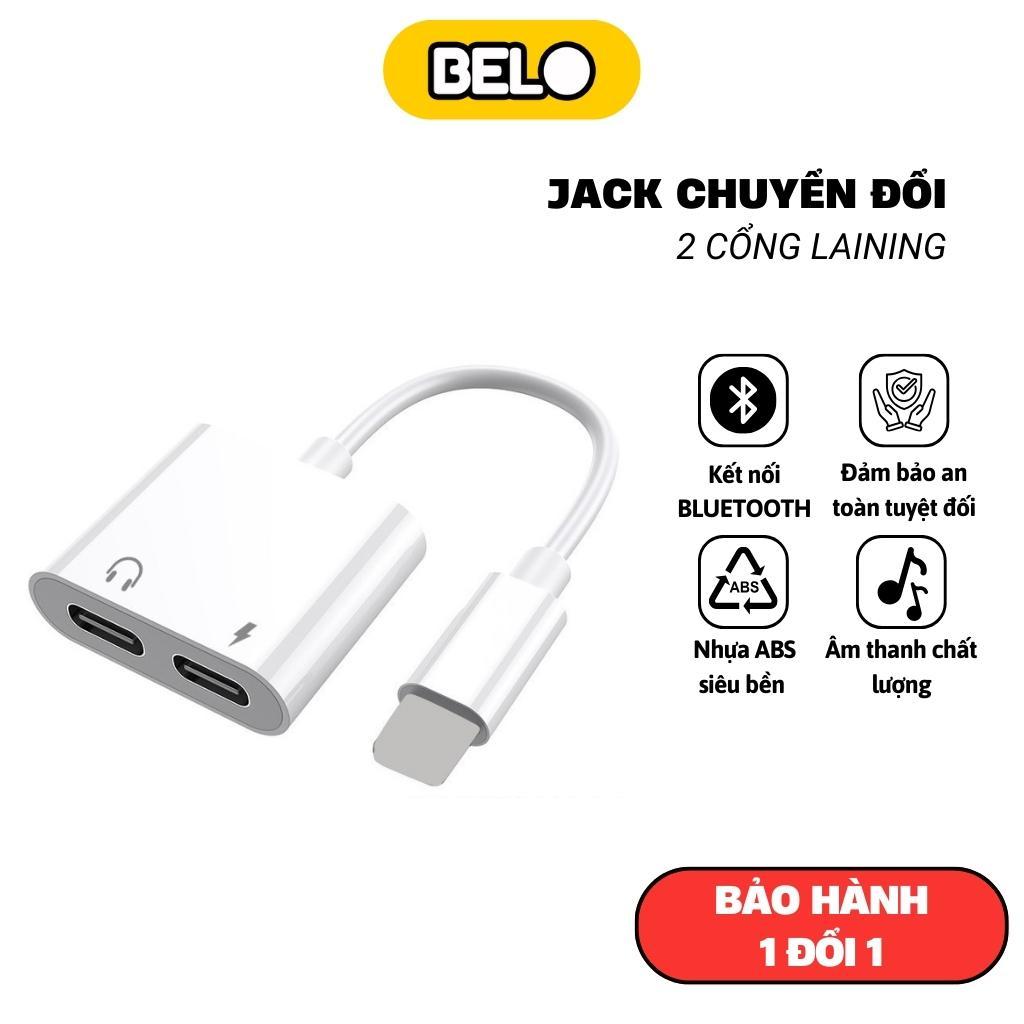 Jack chuyển đổi tai nghe, cáp chuyển đổi 2in1 laining sang 2 chân laining vừa sạc vừa nghe nhạc -Belo