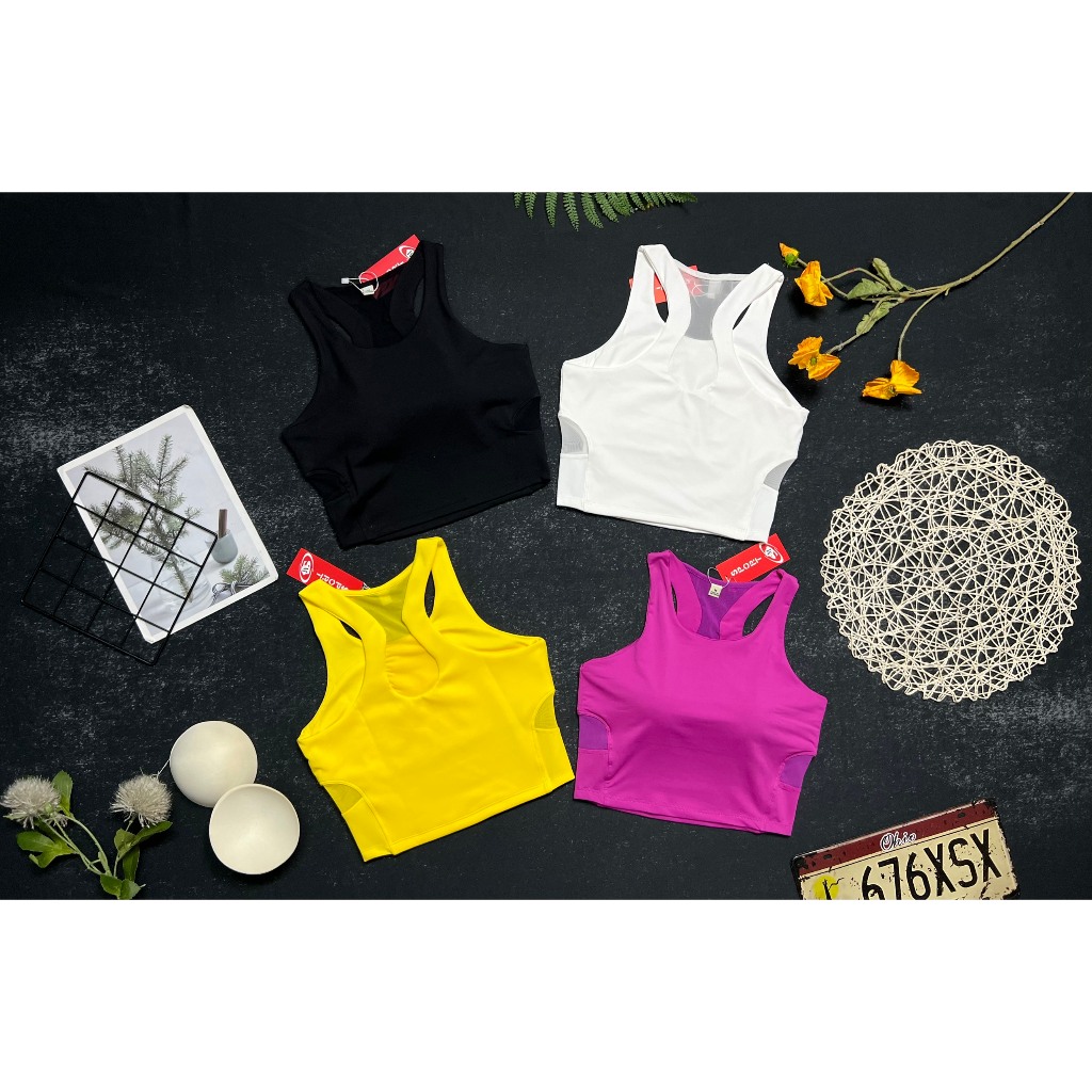 Áo Croptop Ba Lỗ Tập Gym & Yoga Nữ Phối Lưới Thoáng Mát - Chất Thun Lạnh 4 Chiều