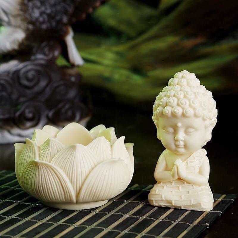 Tượng phật mini tượng phật ngồi đài sen để oto decor nhà bàn làm việc cầu bình an may mắn