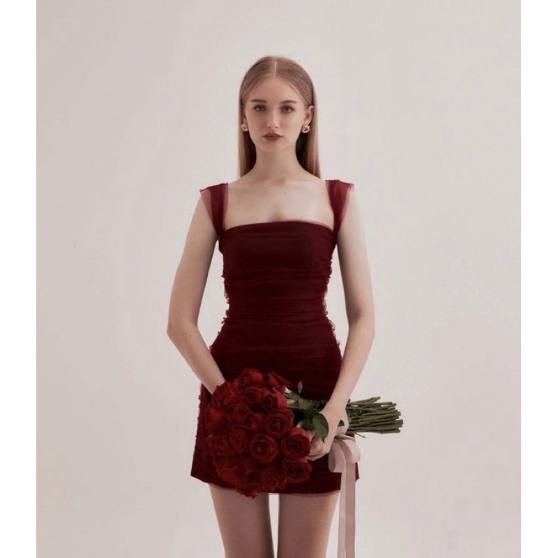 Váy/Đầm body pha lưới quai dây Mini Love Dress jolie design