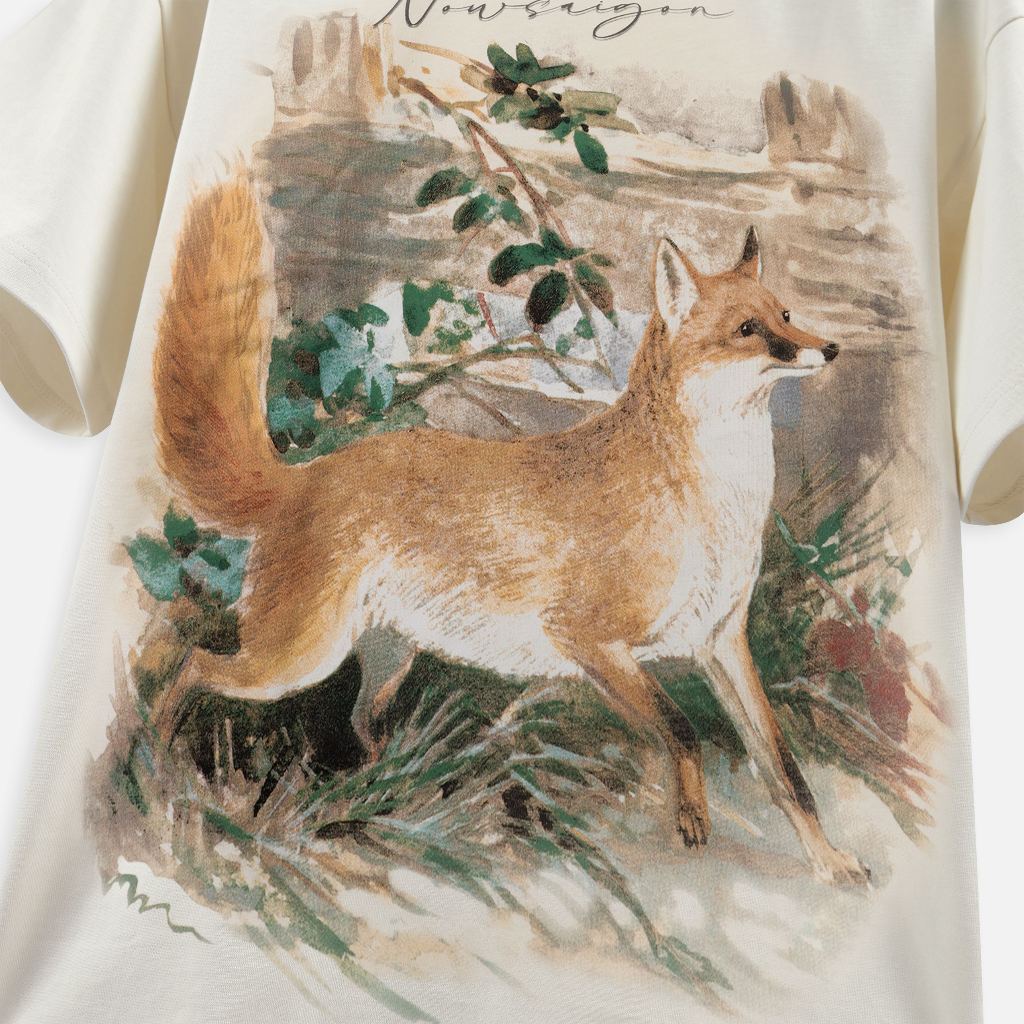 Áo thun NEEDS OF WISDOM Fox Tee - Cream - Local Brand Chính Hãng