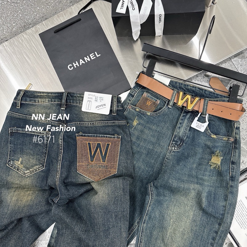 Quần Jeans Baggy Pha Túi Thêu W Loại 1 Siêu Đẹp