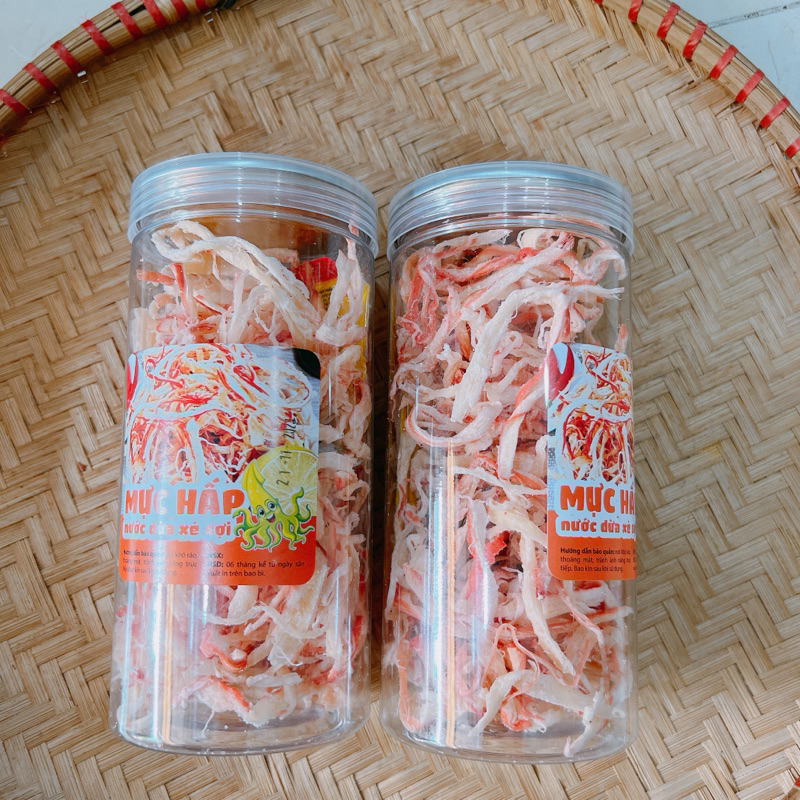 Khô Mực Xé Sợi Hấp Nước Dừa hộp 250Gr | Đồ Ăn Vặt TOPSHOP Sài gòn