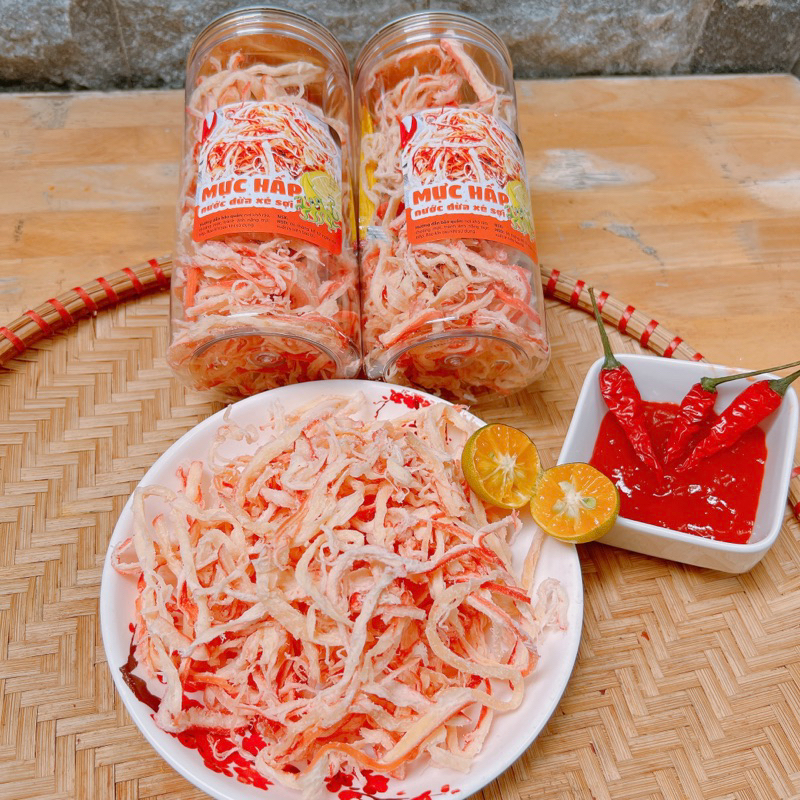 Khô Mực Xé Sợi Hấp Nước Dừa hộp 250Gr | Đồ Ăn Vặt TOPSHOP Sài gòn