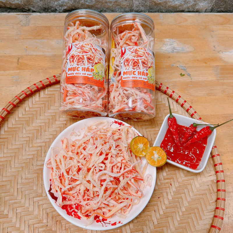 Khô Mực Xé Sợi Hấp Nước Dừa hộp 250Gr | Đồ Ăn Vặt TOPSHOP Sài gòn