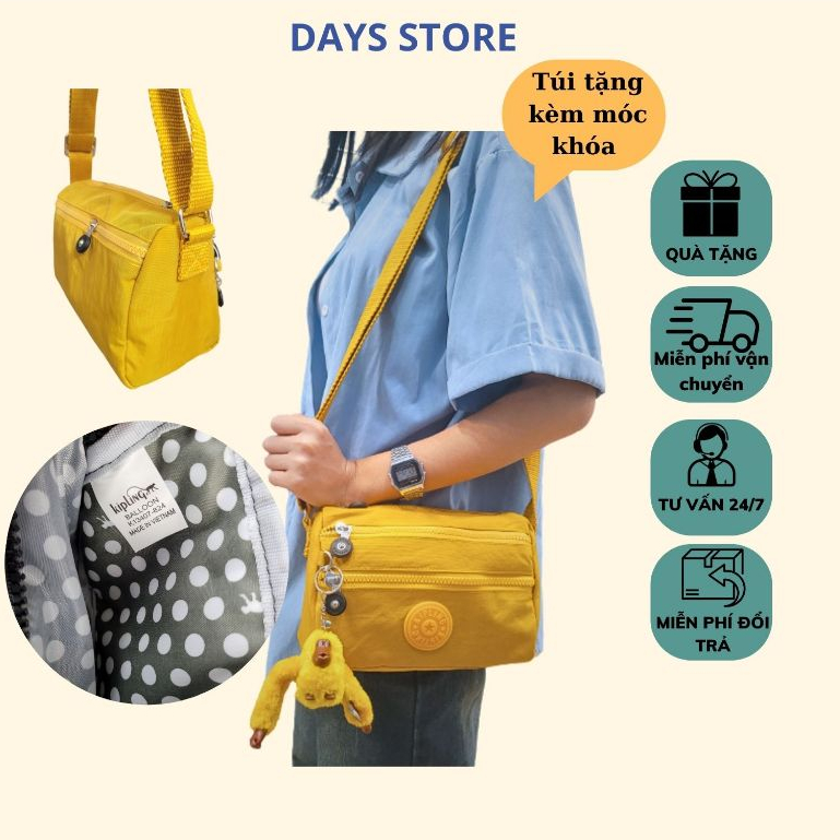 Túi Đeo Chéo Kipling Mã KL2016, KT 22x16x10cm, Chất Liệu Vải Dù Kháng Nước, Túi Đi Làm, Túi Đi Chơi ( ảnh thật)