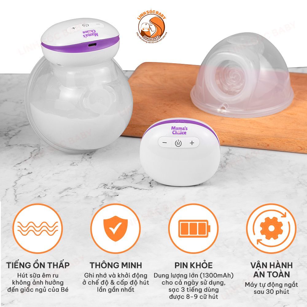 Máy hút sữa không dây Mama Choice | Cup hút sữa rảnh tay phễu silicon mềm mại, vắt sữa hiệu quả