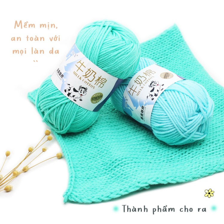 Len Milk Bò Cotton Bảng 92 Màu Mềm, Đa Dạng 50g Thích Hợp Cho Người Mới Tập Đan Móc Thú Bông/Hoa/Khăn/Áo,...