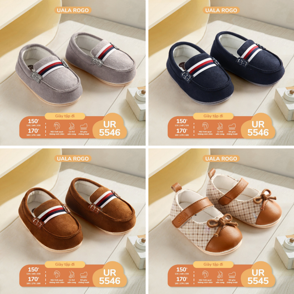 Giày tập đi, dép tập đi bé trai, bé gái đế mềm, chống trượt UalaRogo - Topbabyshop