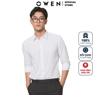 Áo Sơ Mi Trắng Nam Tay Dài Owen AS230318D somi công sở Vải Nano cap cấp mềm mát Dáng Slim Fit Ôm Vừa Không Túi Ngực
