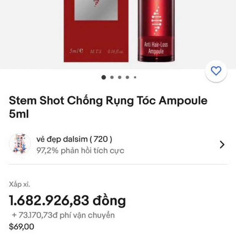 Huyết thanh vi kim tế bào gốc kích mọc tóc & ngăn rụng tối ưu Stem Shot Anti Hair - Loss Ampoule