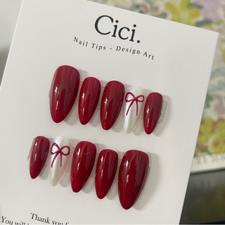 ♥️cici.nailbox♥️ nailbox thiết kế tone đỏ noel nail giáng sinh tết nơ xinh cici.nailbox