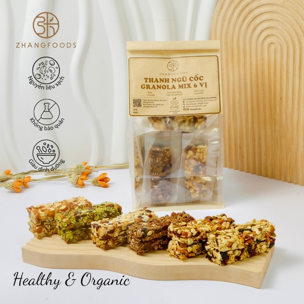 Thanh Ngũ Cốc Granola Mix 6 Vị- Zhangfoods- Healthy & Organic-  Ăn Vặt- Eat Clean- Ăn Kiêng