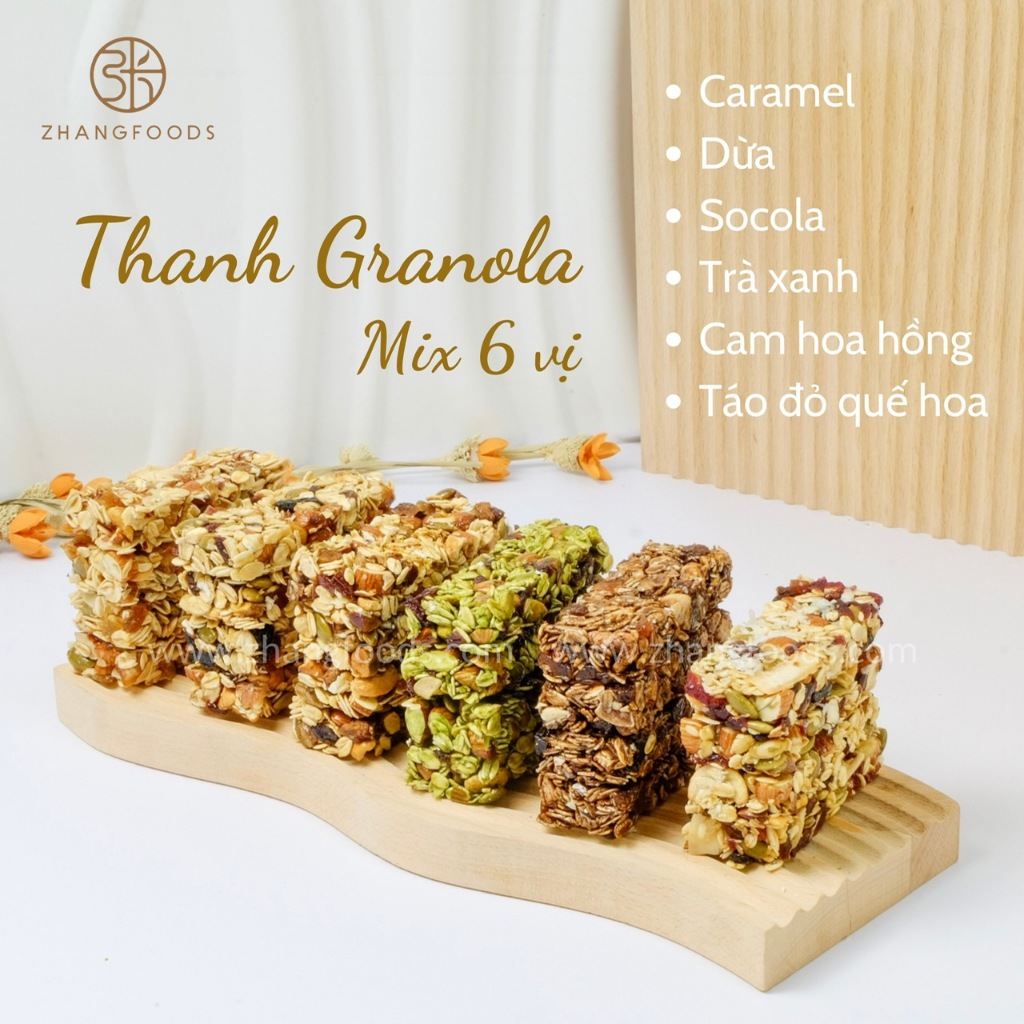 Thanh Ngũ Cốc Granola Mix 6 Vị- Zhangfoods- Healthy & Organic-  Ăn Vặt- Eat Clean- Ăn Kiêng