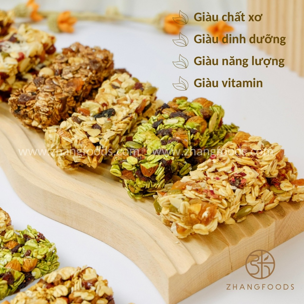Thanh Ngũ Cốc Granola Mix 6 Vị- Zhangfoods- Healthy & Organic-  Ăn Vặt- Eat Clean- Ăn Kiêng