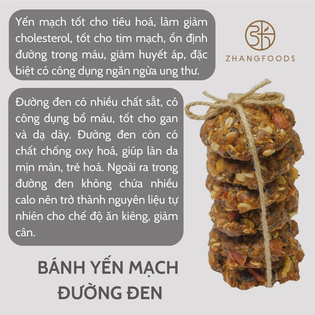 Bánh yến mạch đường đen Healthy & Organic set 20 bánh - Zhangfoods
