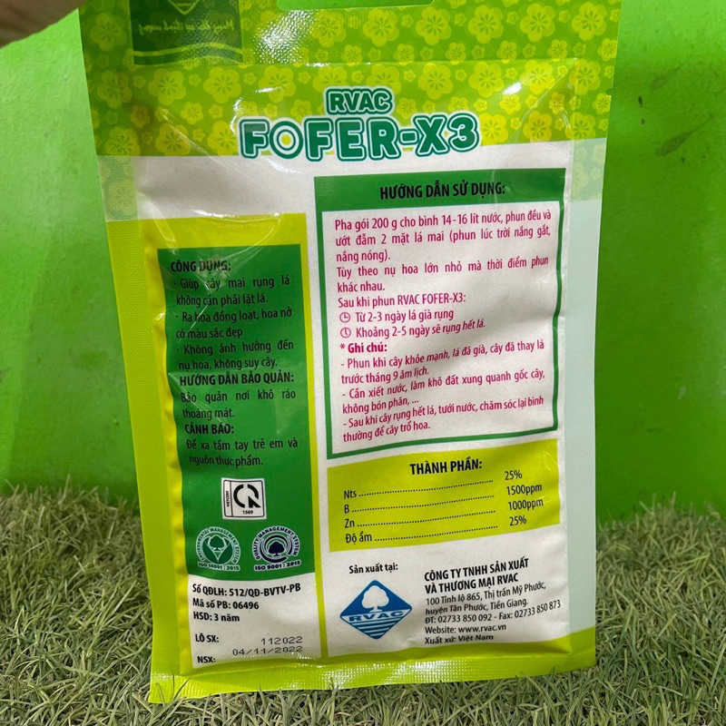 Thuốc rụng lá Hoa Đào, mai RVAC FOFER - X3  - Ra hoa đồng loạt