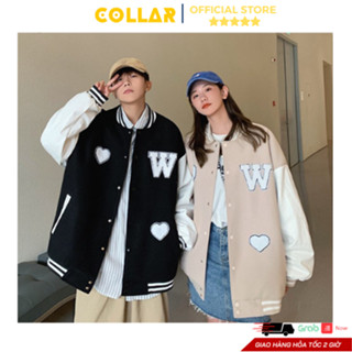 Áo khoác bomber chữ W trái tim basic cá tính quốc dân mặc thu đông với hoodie siêu đẹp bao ấm COLLAR