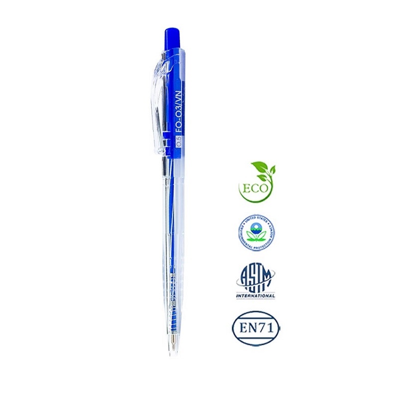 Hộp 20 cây bút bi Flexoffice FO-03 ngòi 0.5mm I Bút bi Thiên Long nét nhỏ FO03 có ruột thay BPR-015