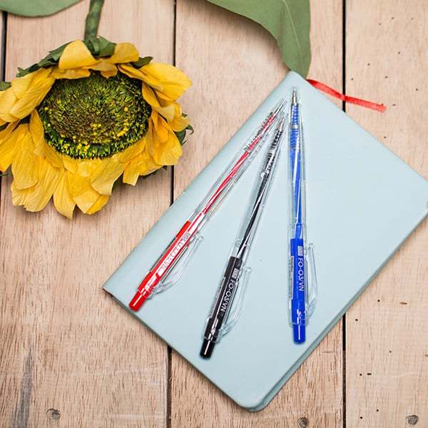 Hộp 20 cây bút bi Flexoffice FO-03 ngòi 0.5mm I Bút bi Thiên Long nét nhỏ FO03 có ruột thay BPR-015